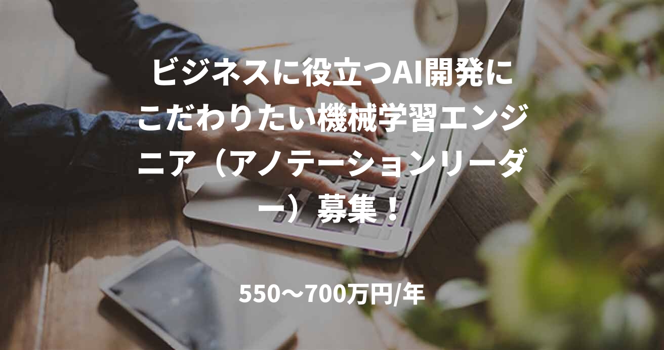 ビジネスに役立つAI開発にこだわりたい機械学習エンジニア（アノテーションリーダー）募集！