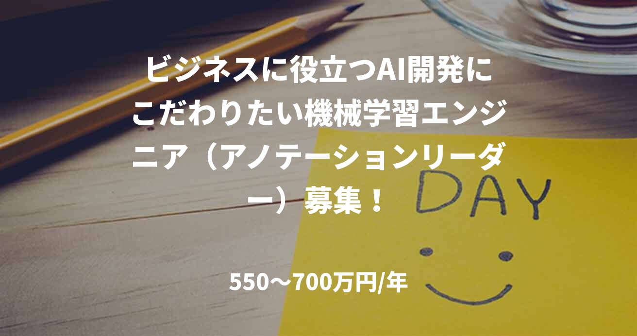 ビジネスに役立つAI開発にこだわりたい機械学習エンジニア（アノテーションリーダー）募集！