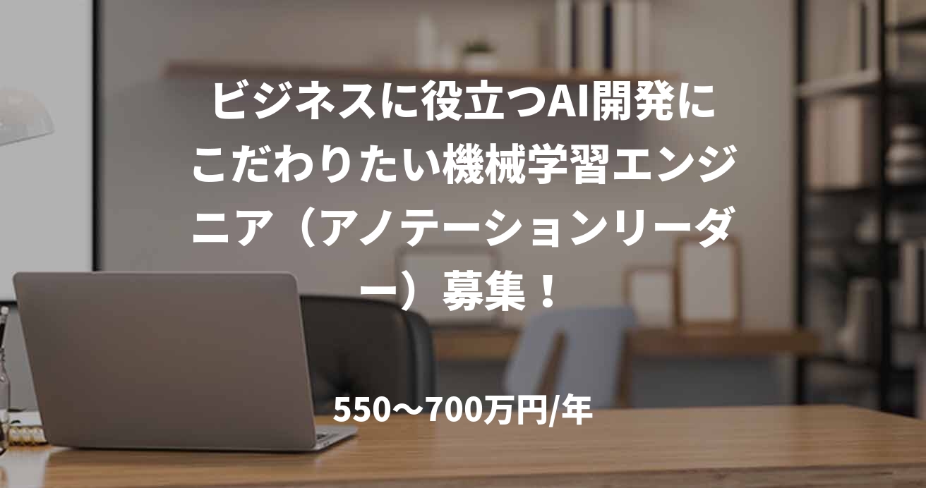 ビジネスに役立つAI開発にこだわりたい機械学習エンジニア(アノテーションリーダー)募集!