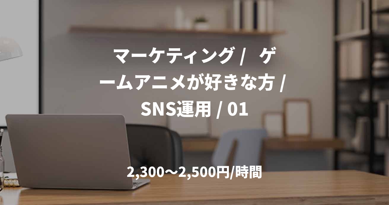 マーケティング /   ゲームアニメが好きな方 / SNS運用 / 01