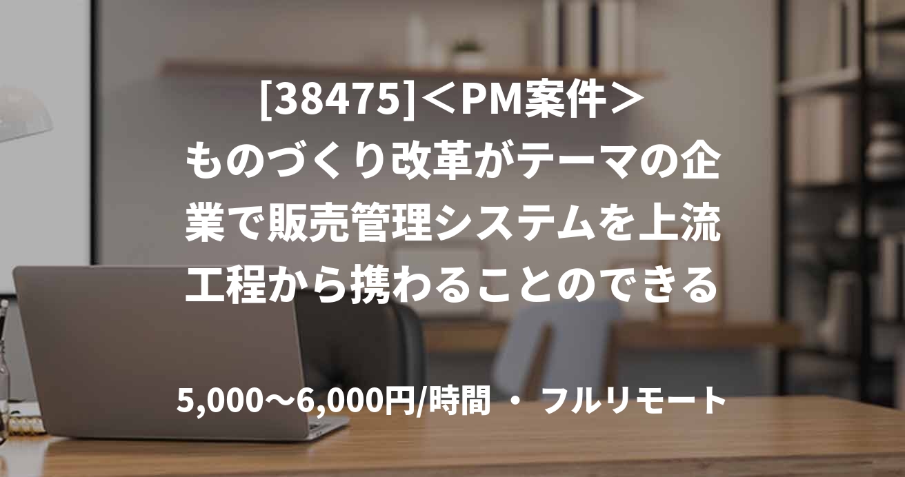 [38475]＜PM案件＞ものづくり改革がテーマの企業で販売管理システムを上流工程から携わることのできる方（基本フルリモート、月1出社）