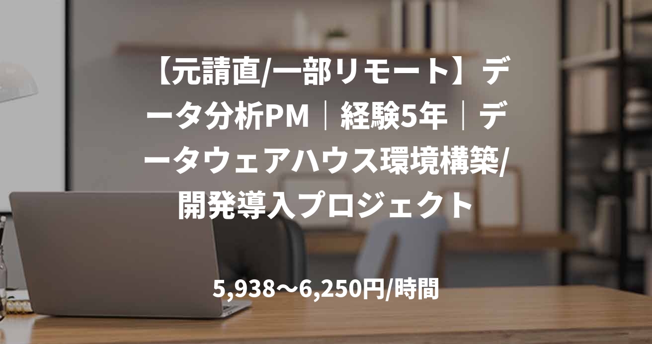 【元請直/一部リモート】データ分析PM｜経験5年｜データウェアハウス環境構築/開発導入プロジェクト