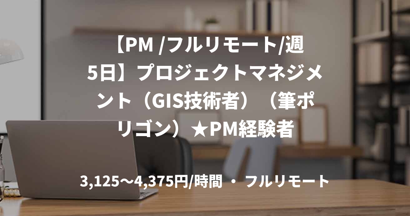 【PM /フルリモート/週5日】プロジェクトマネジメント（GIS技術者）（筆ポリゴン）★PM経験者