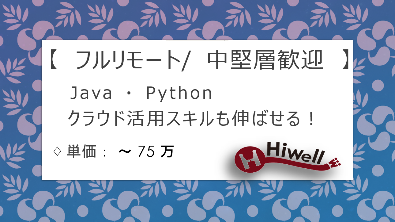 【フルリモート / 中堅層歓迎】【Java・Python】★☆会計基盤システムの保守開発/クラウド活用スキルも伸ばせる!☆★