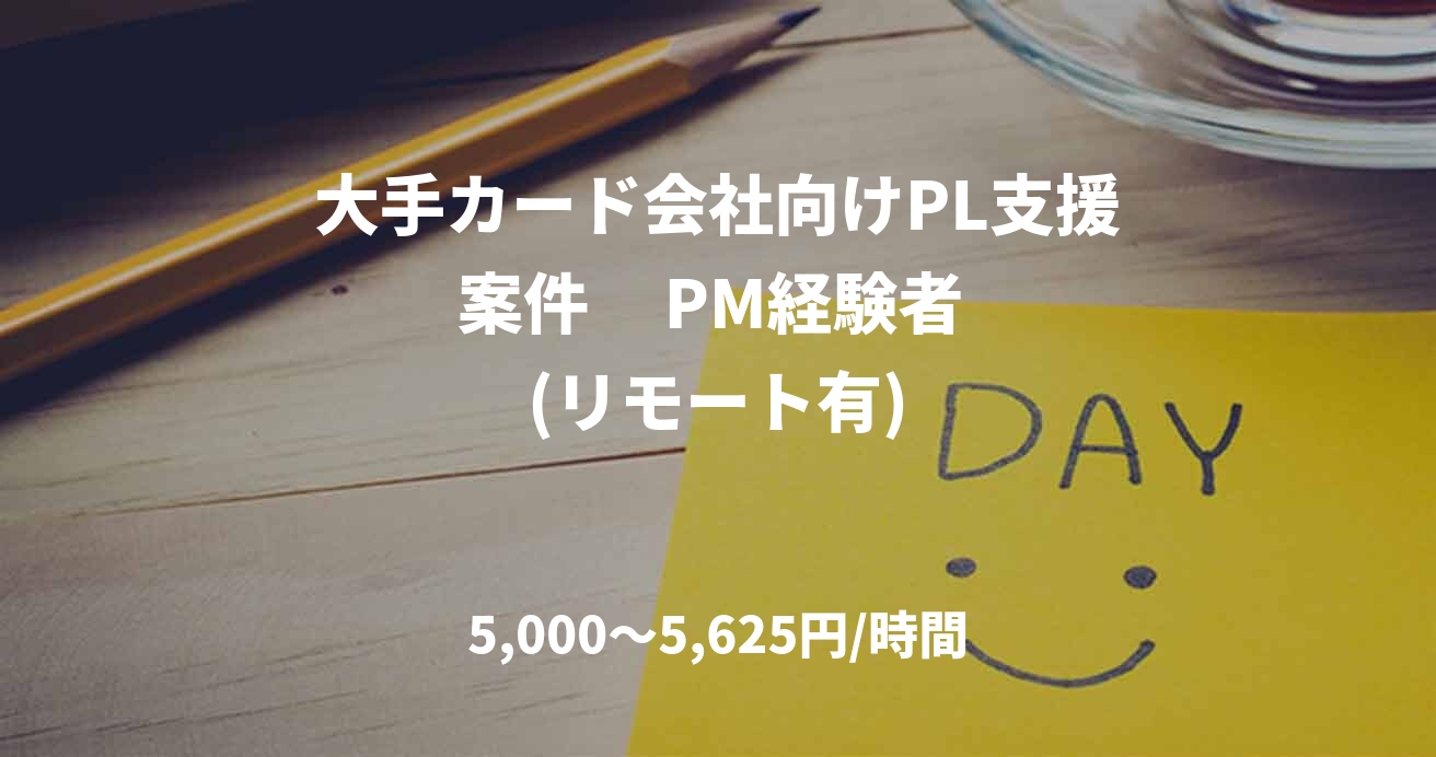 大手カード会社向けPL支援案件     PM経験者 (リモート有)