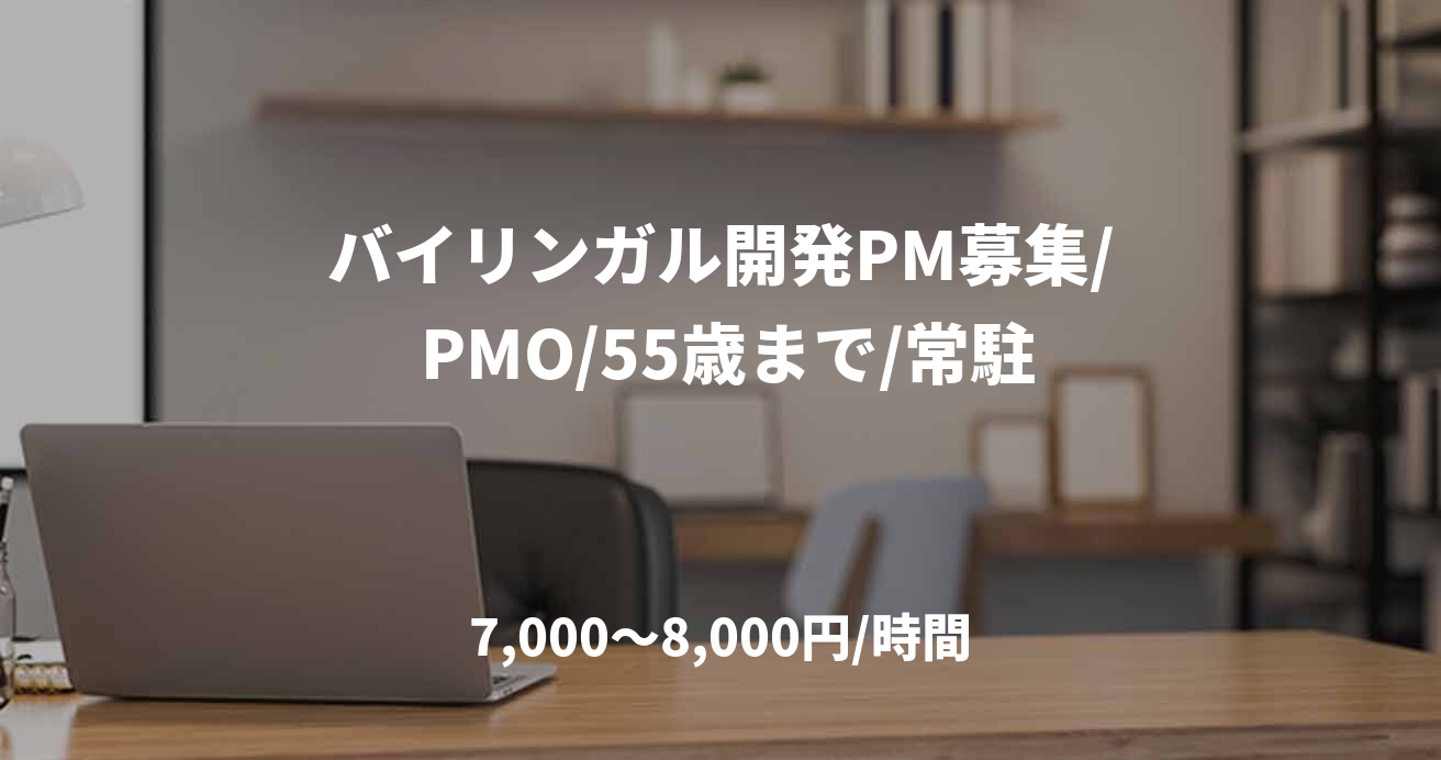 バイリンガル開発PM募集/ PMO/55歳まで/常駐