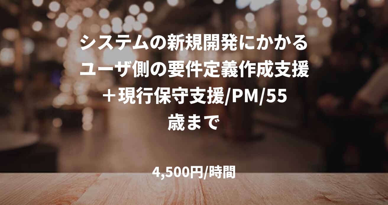 システムの新規開発にかかるユーザ側の要件定義作成支援＋現行保守支援/PM/55歳まで