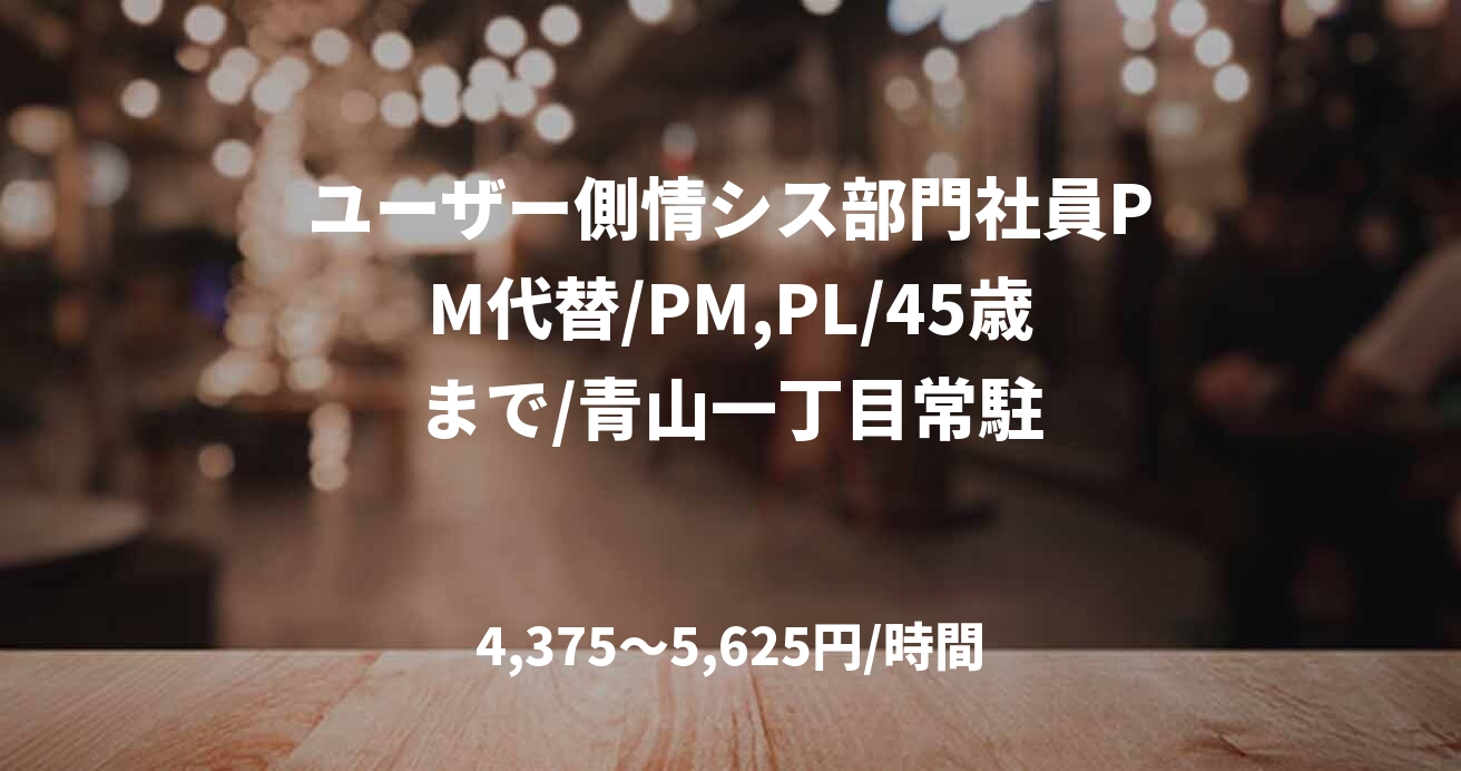 ユーザー側情シス部門社員PM代替/PM,PL/45歳まで/青山一丁目常駐