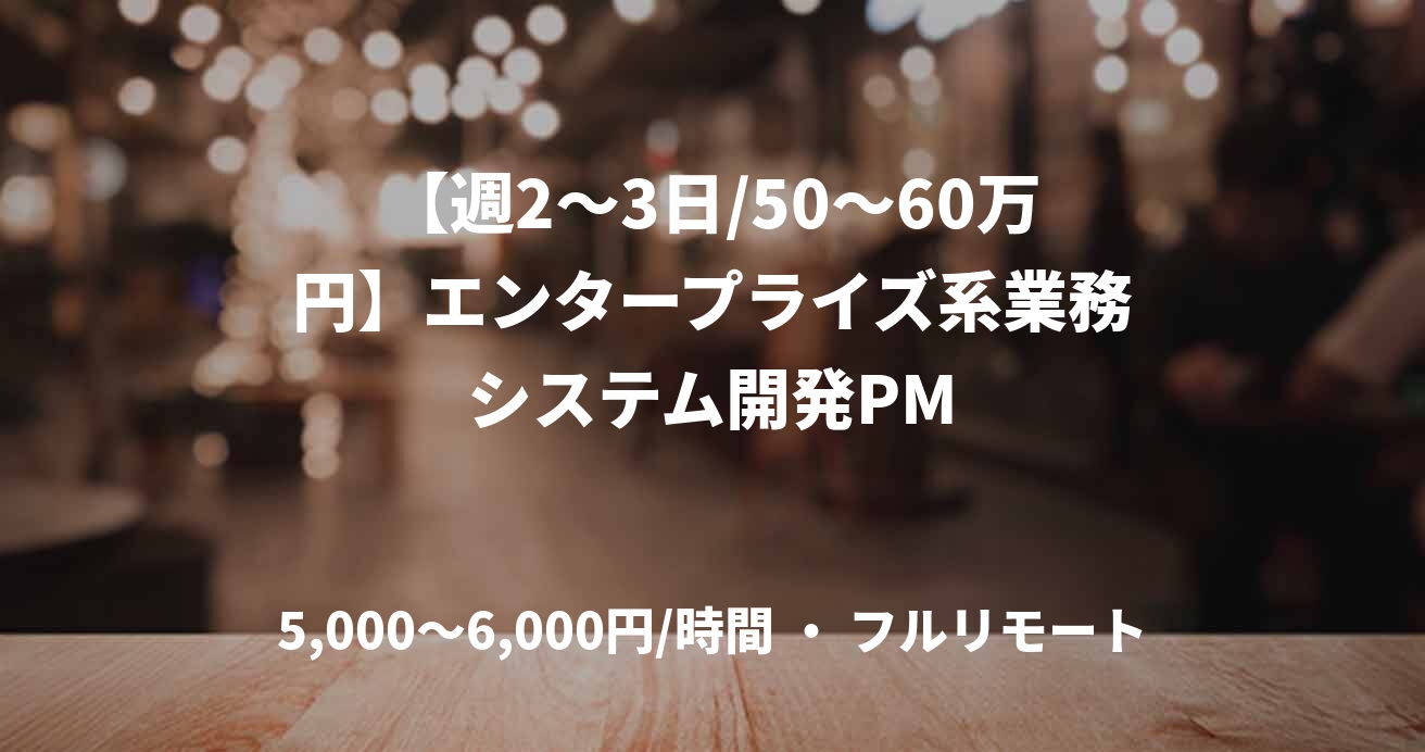 【週2～3日/50～60万円】エンタープライズ系業務システム開発PM