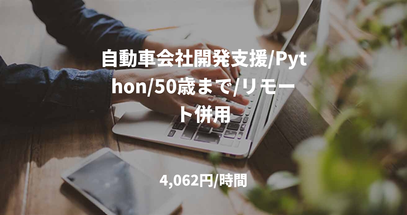 自動車会社開発支援/Python/50歳まで/リモート併用