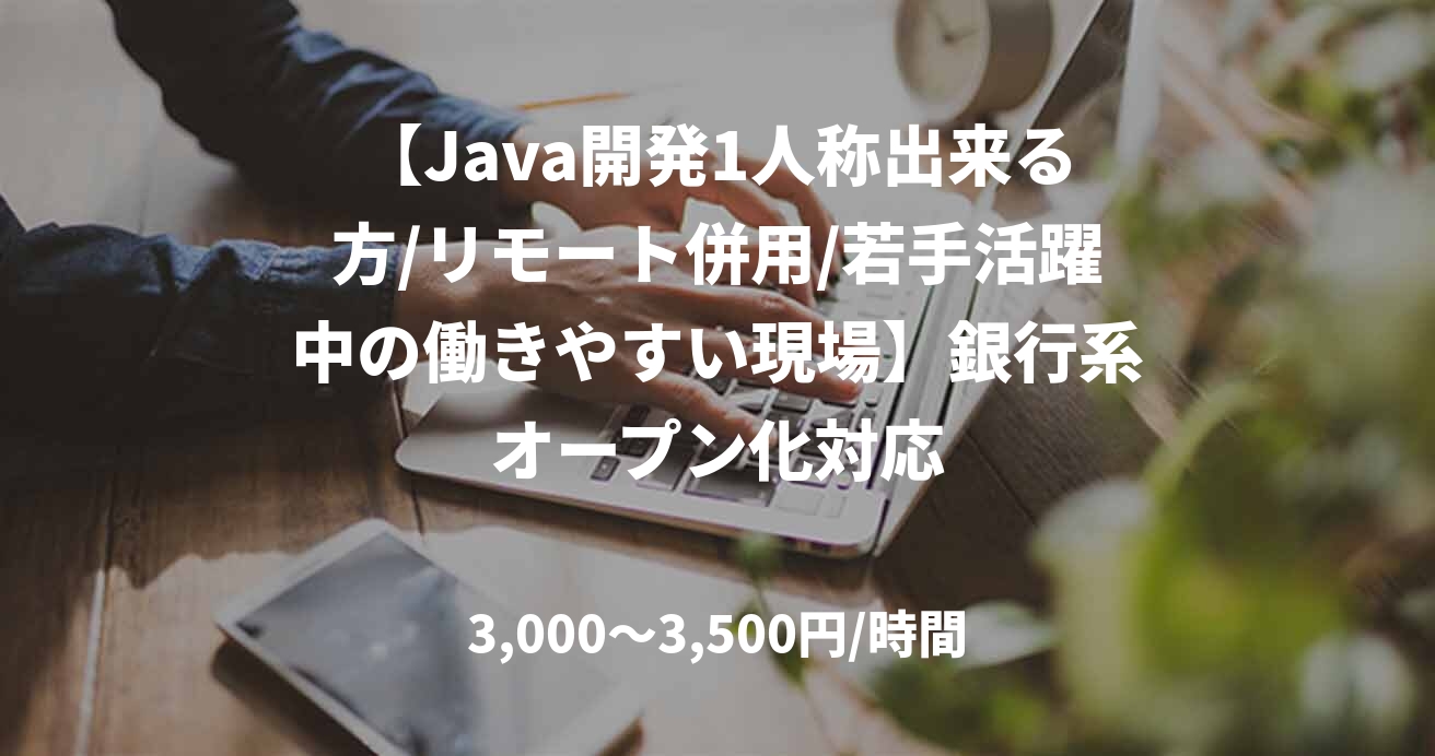 【Java開発1人称出来る方/リモート併用/若手活躍中の働きやすい現場】銀行系オープン化対応
