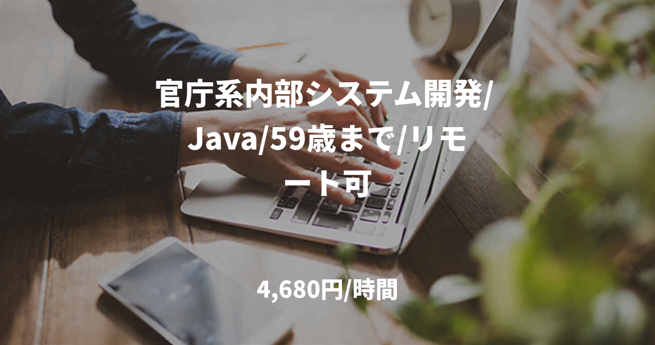 官庁系内部システム開発/ Java/59歳まで/リモート可