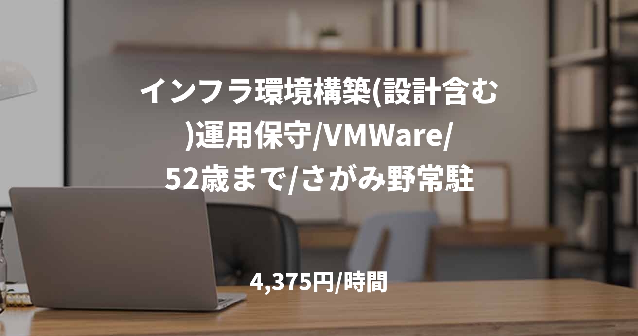 インフラ環境構築(設計含む)運用保守/VMWare/52歳まで/さがみ野常駐