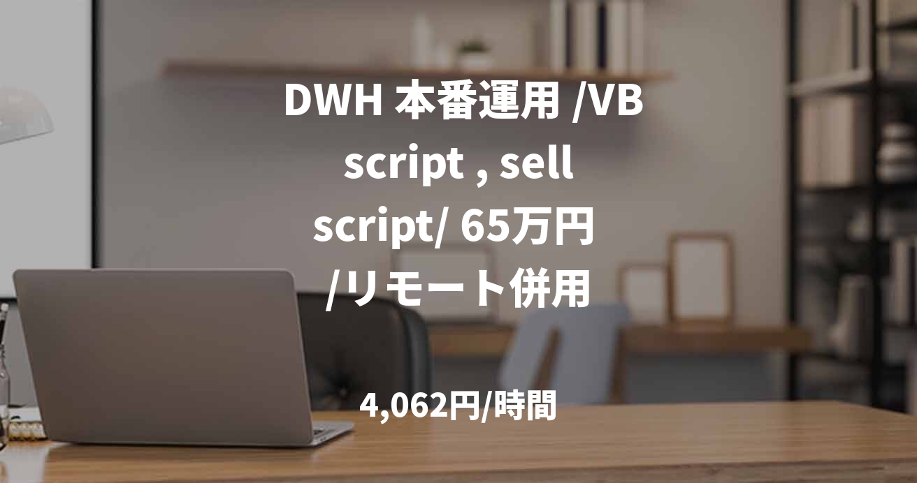  DWH 本番運用 /VBscript , sellscript/ 65万円 /リモート併用
