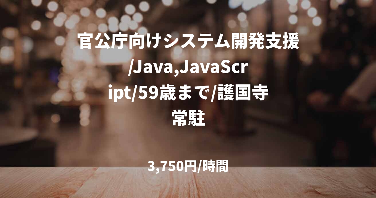 官公庁向けシステム開発支援/Java,JavaScript/59歳まで/護国寺常駐