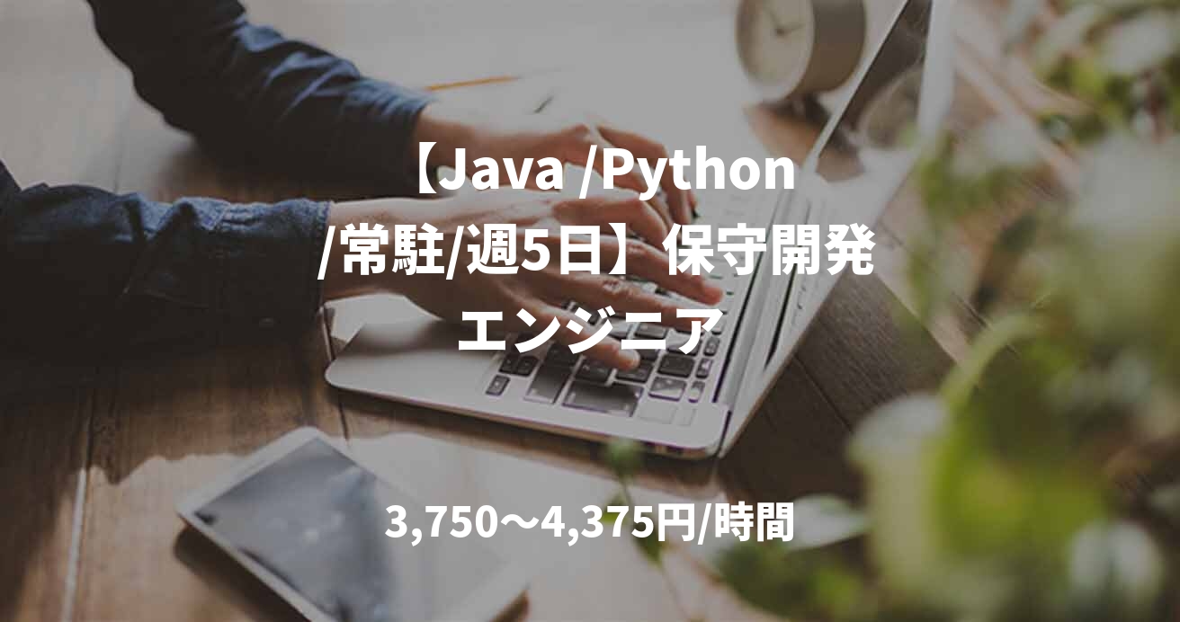 【Java /Python /常駐/週5日】保守開発エンジニア