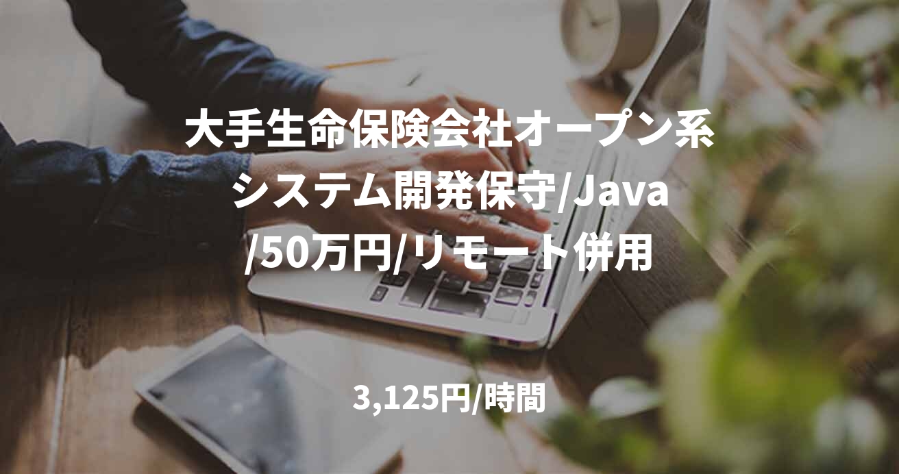 大手生命保険会社オープン系システム開発保守/Java/50万円/リモート併用