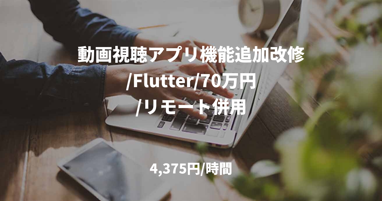 動画視聴アプリ機能追加改修/Flutter/70万円/リモート併用