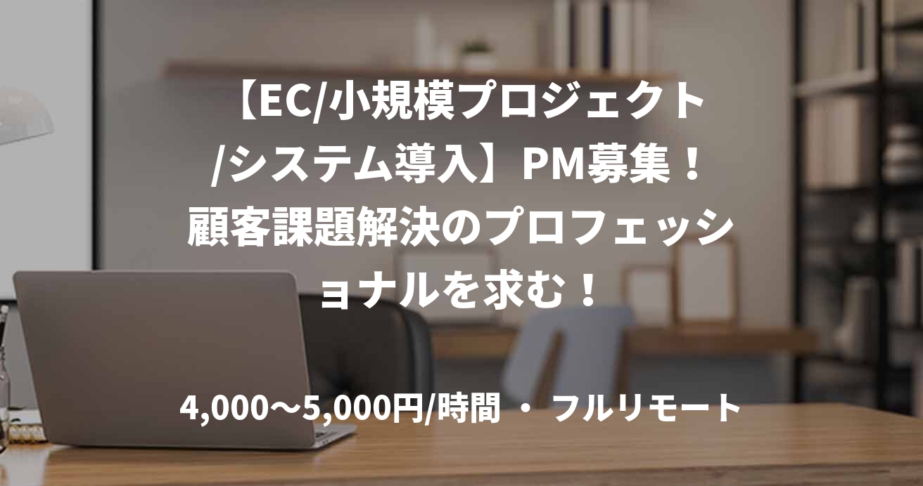【EC/小規模プロジェクト/システム導入】PM募集！顧客課題解決のプロフェッショナルを求む！