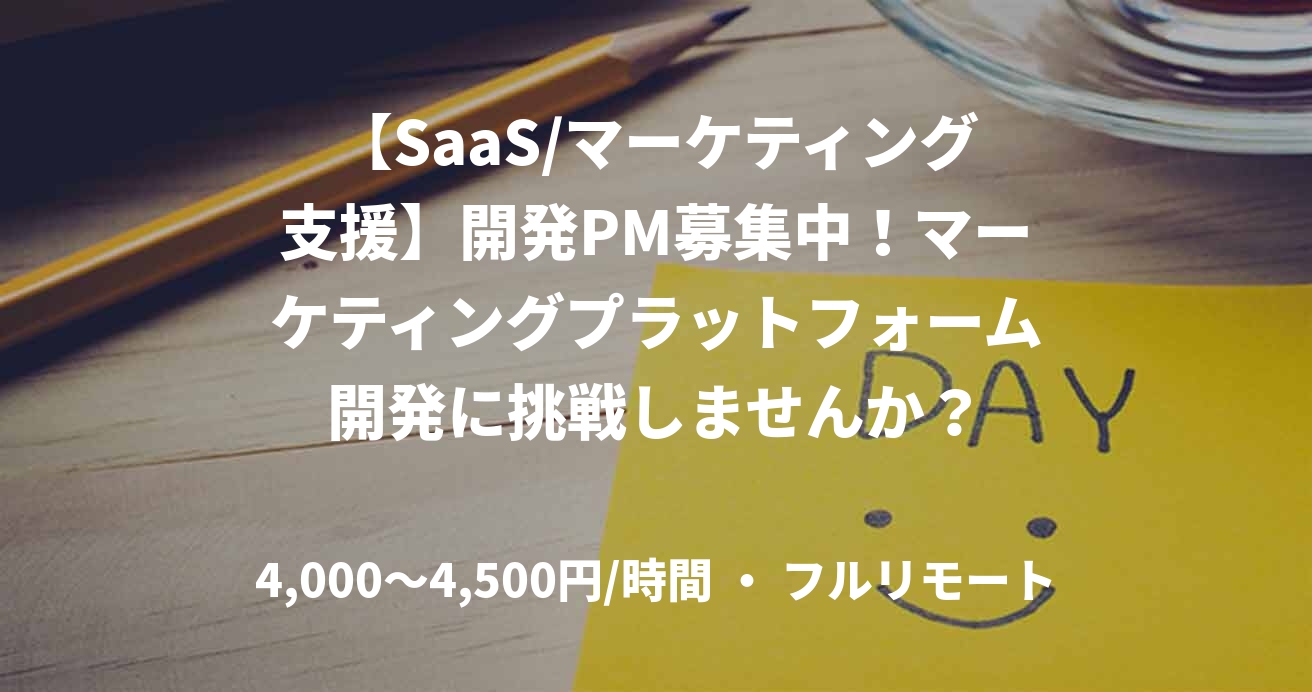 【SaaS/マーケティング支援】開発PM募集中！マーケティングプラットフォーム開発に挑戦しませんか？