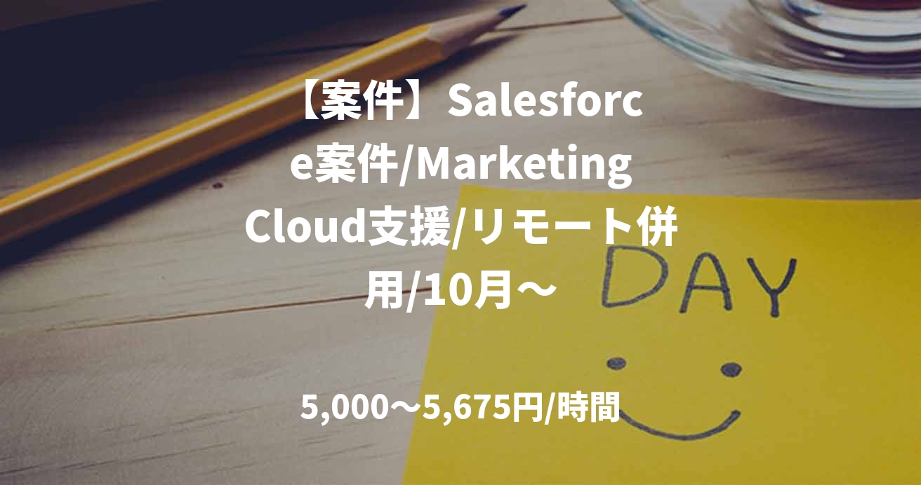 【案件】Salesforce案件/MarketingCloud支援/リモート併用/10月～