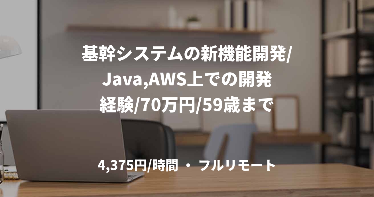 基幹システムの新機能開発/Java,AWS上での開発経験/70万円/59歳まで