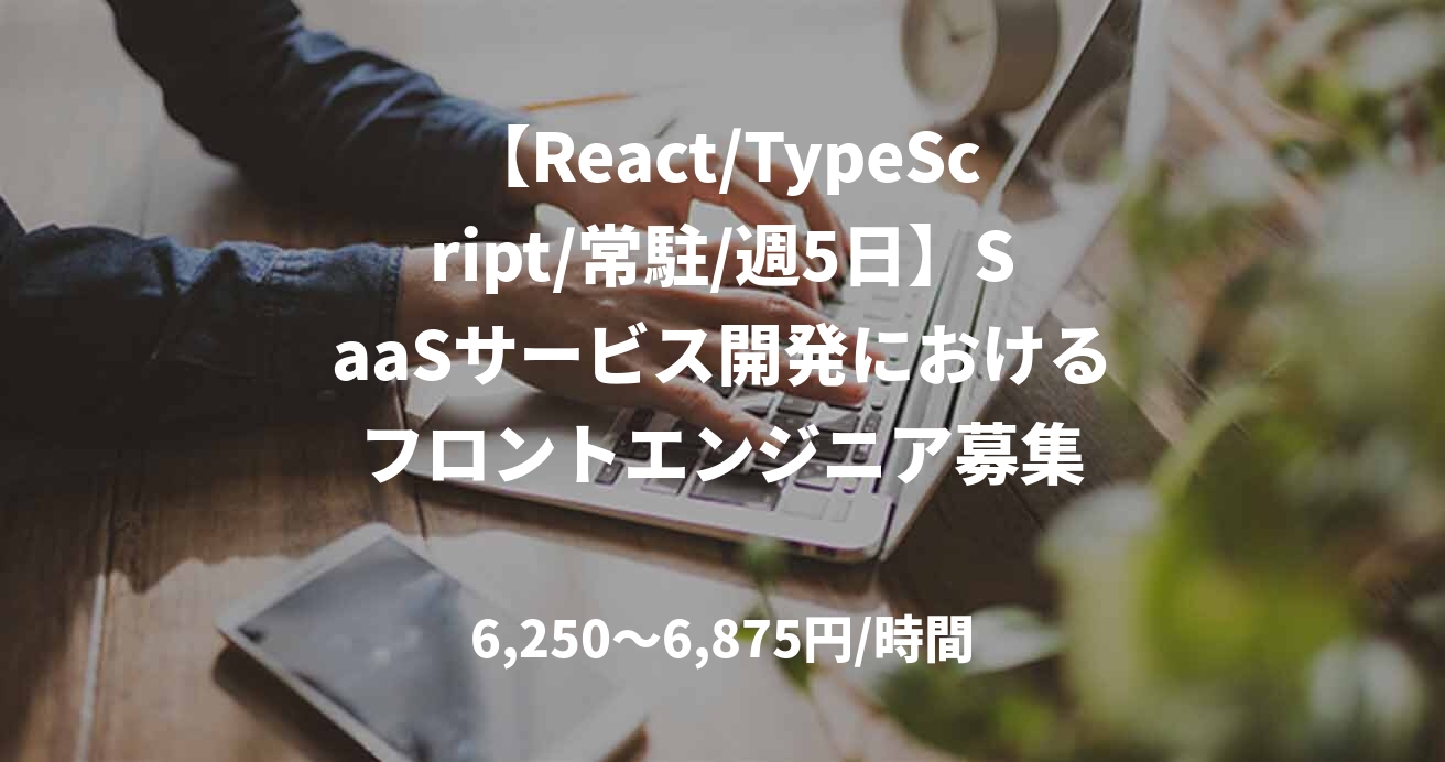 【React/TypeScript/常駐/週5日】SaaSサービス開発におけるフロントエンジニア募集