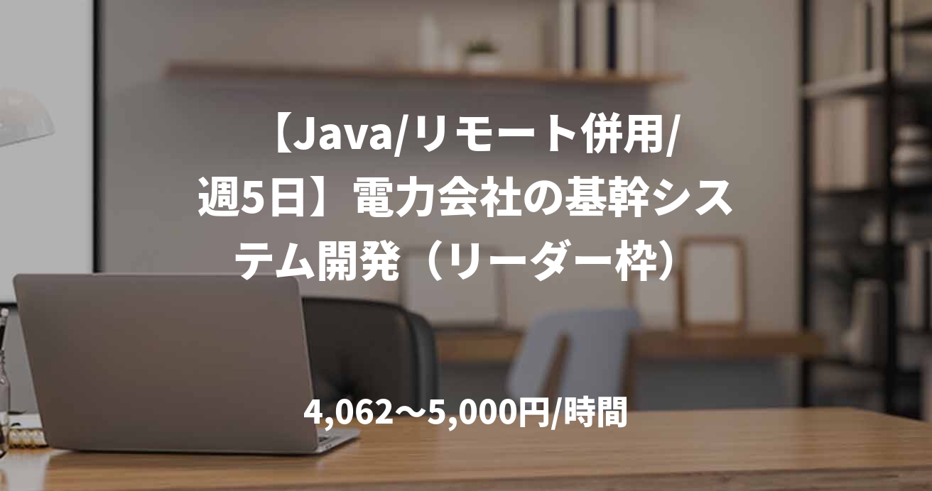 【Java/リモート併用/週5日】電力会社の基幹システム開発（リーダー枠）