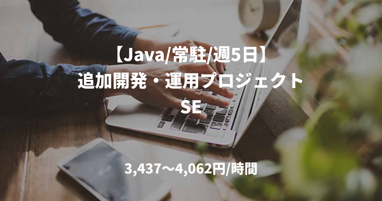 【Java/常駐/週5日】追加開発・運用プロジェクトSE
