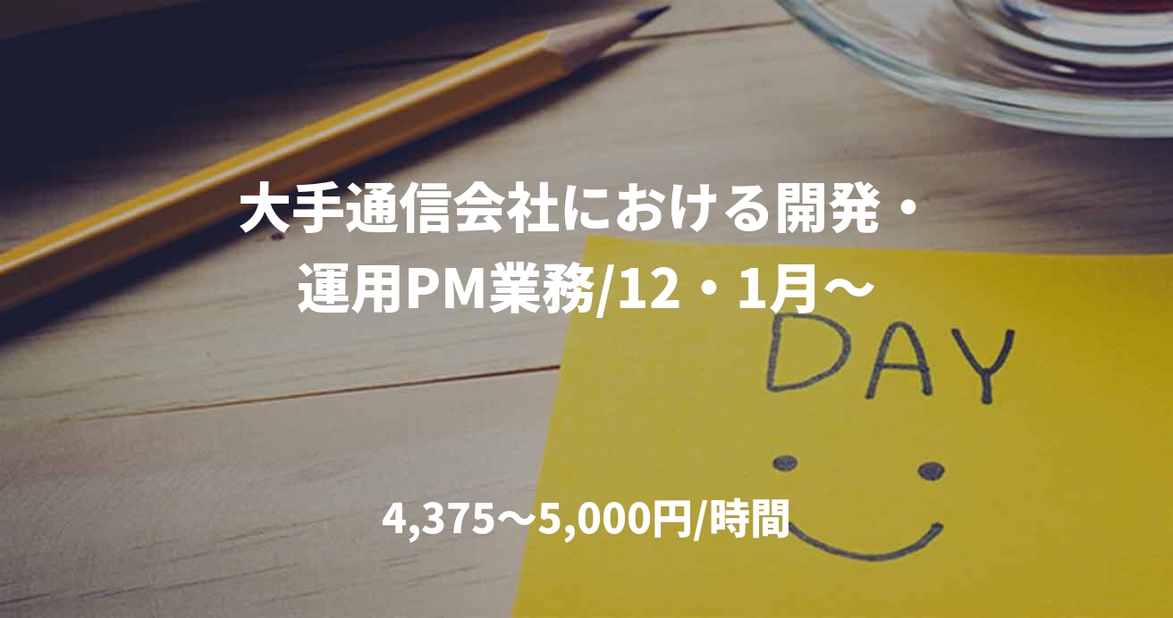 大手通信会社における開発・運用PM業務/12・1月～