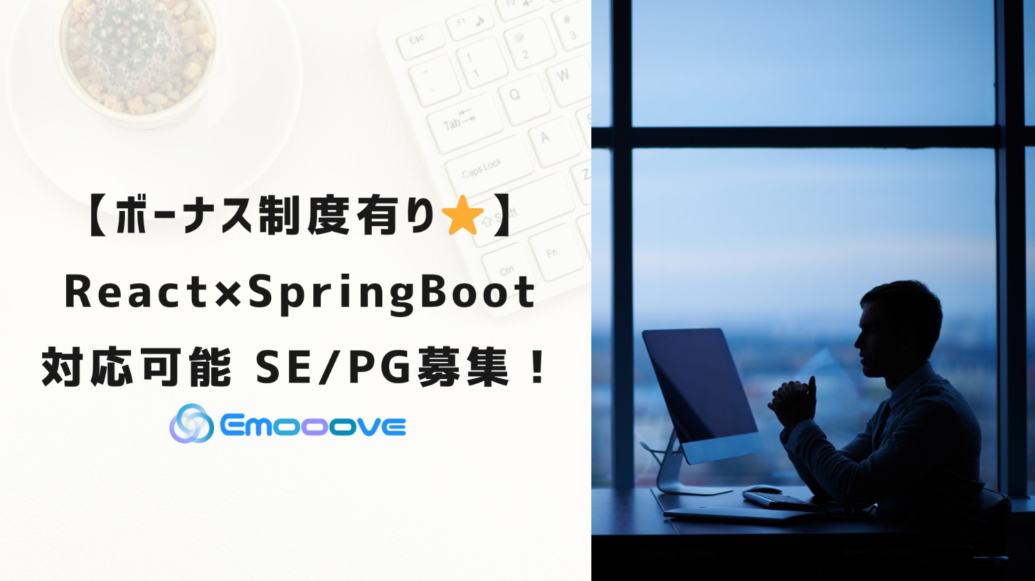 【ボーナス制度あり！◎リモート可◎週5日◎】React×SpringBoot対応SE・PG募集！