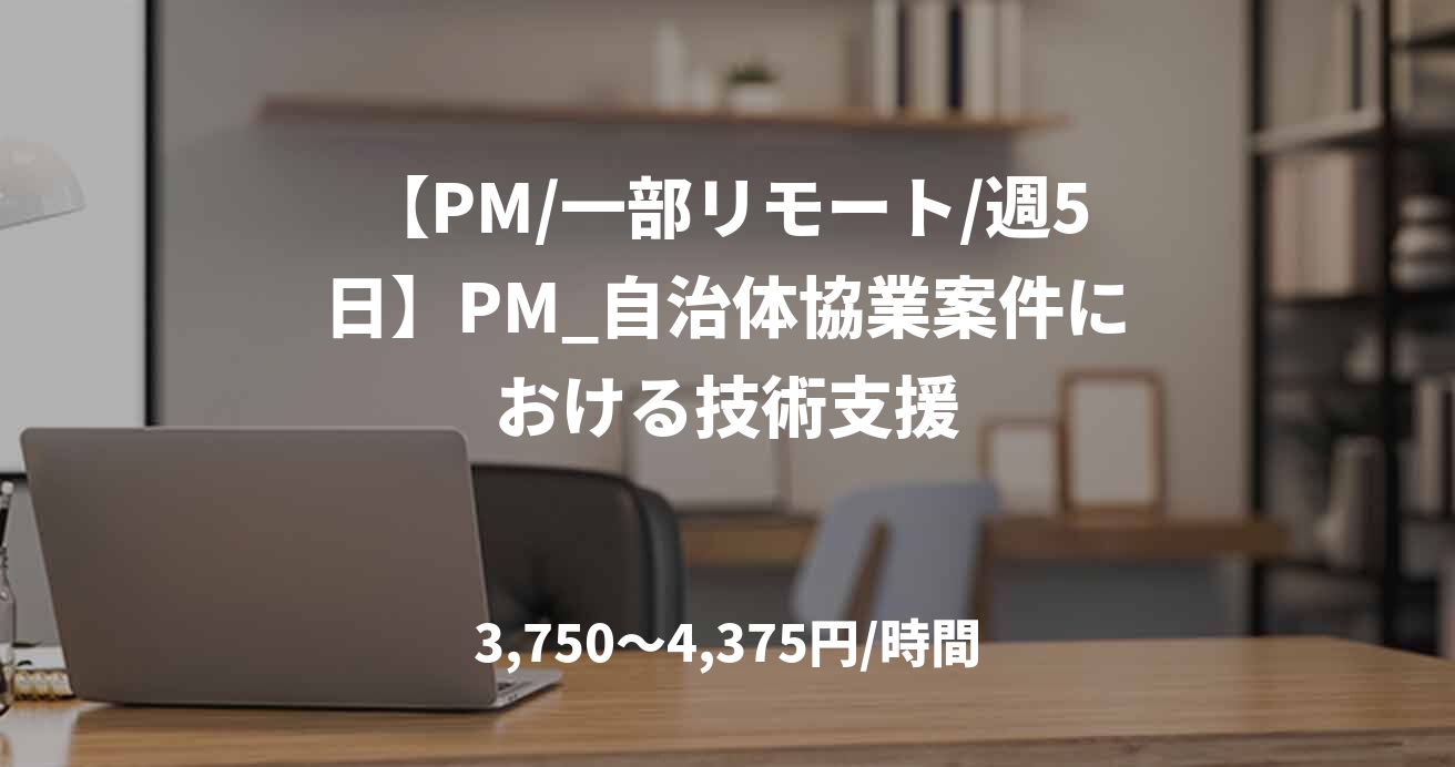 【PM/一部リモート/週5日】PM_自治体協業案件における技術支援
