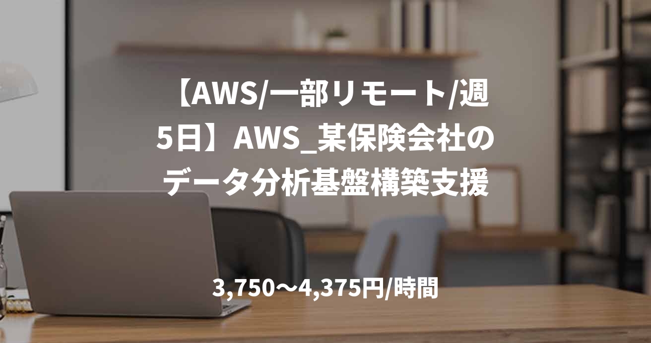 【AWS/一部リモート/週5日】AWS_某保険会社のデータ分析基盤構築支援