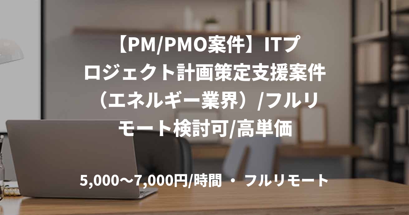 【PM/PMO案件】ITプロジェクト計画策定支援案件（エネルギー業界）/フルリモート検討可/高単価