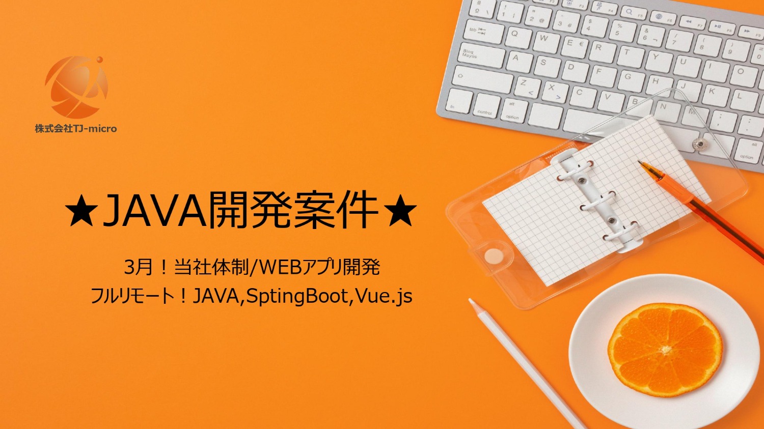 当社体制案件!【JAVA開発案件】Springboot,Vue.js/設計~/新宿/基本リモート/3月【TJ-micro】