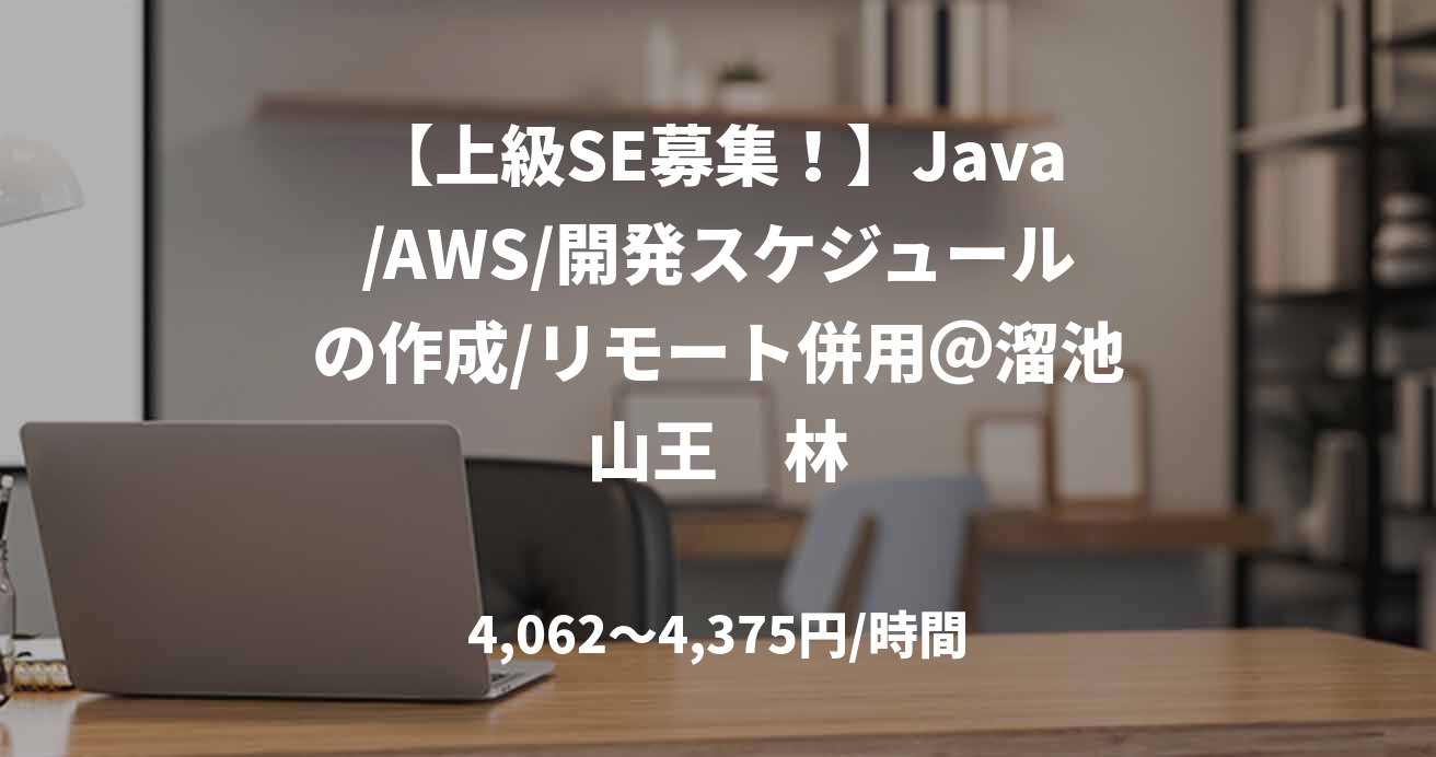 【上級SE募集！】Java/AWS/開発スケジュールの作成/リモート併用＠溜池山王　林