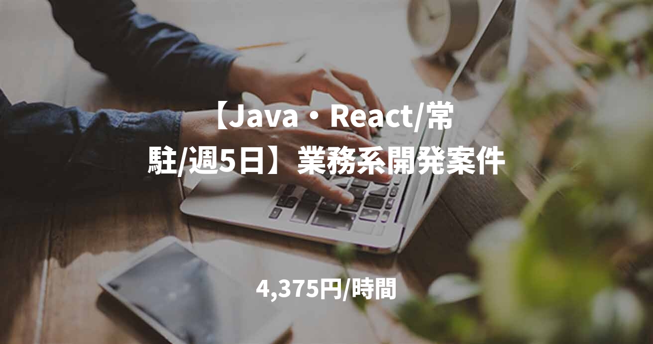 【Java・React/常駐/週5日】業務系開発案件
