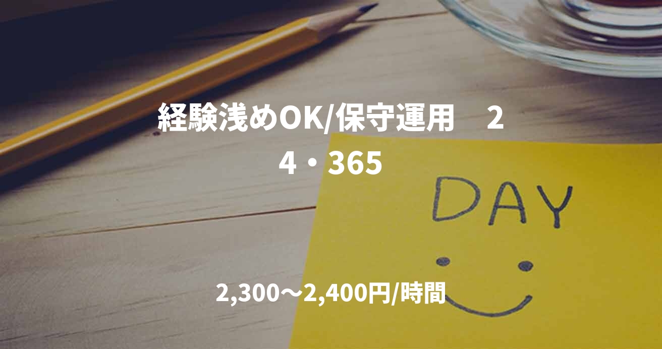 経験浅めOK/保守運用　24・365
