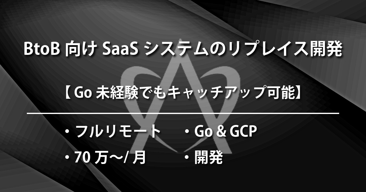  BtoB向けSaaSシステムのリプレイス開発（Go & GCP）