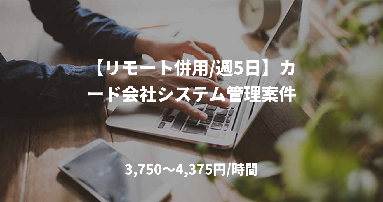 【リモート併用/週5日】カード会社システム管理案件