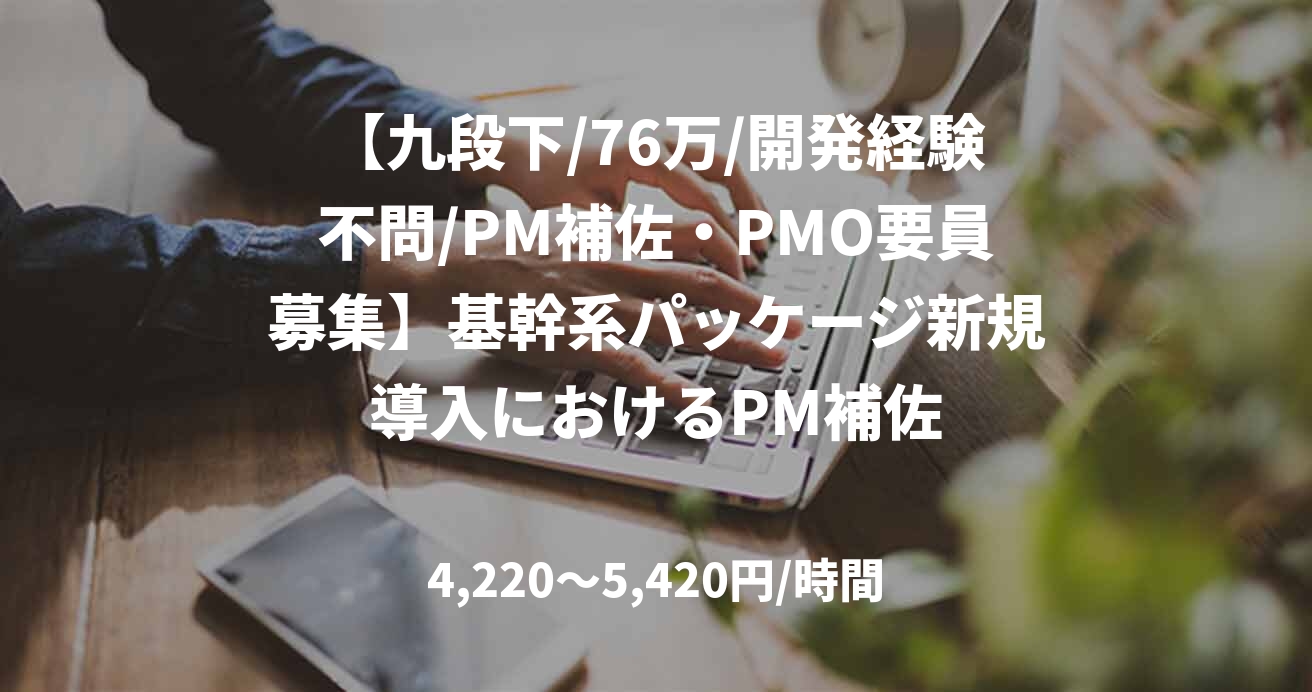 【九段下/76万/開発経験不問/PM補佐・PMO要員募集】基幹系パッケージ新規導入におけるPM補佐