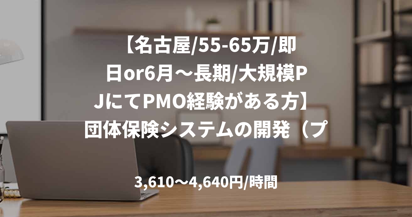 【名古屋/55-65万/即日or6月～長期/大規模PJにてPMO経験がある方】団体保険システムの開発（プロジェクト推進）