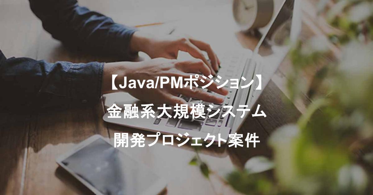 【Java/PMポジション】金融系大規模システム開発プロジェクト案件