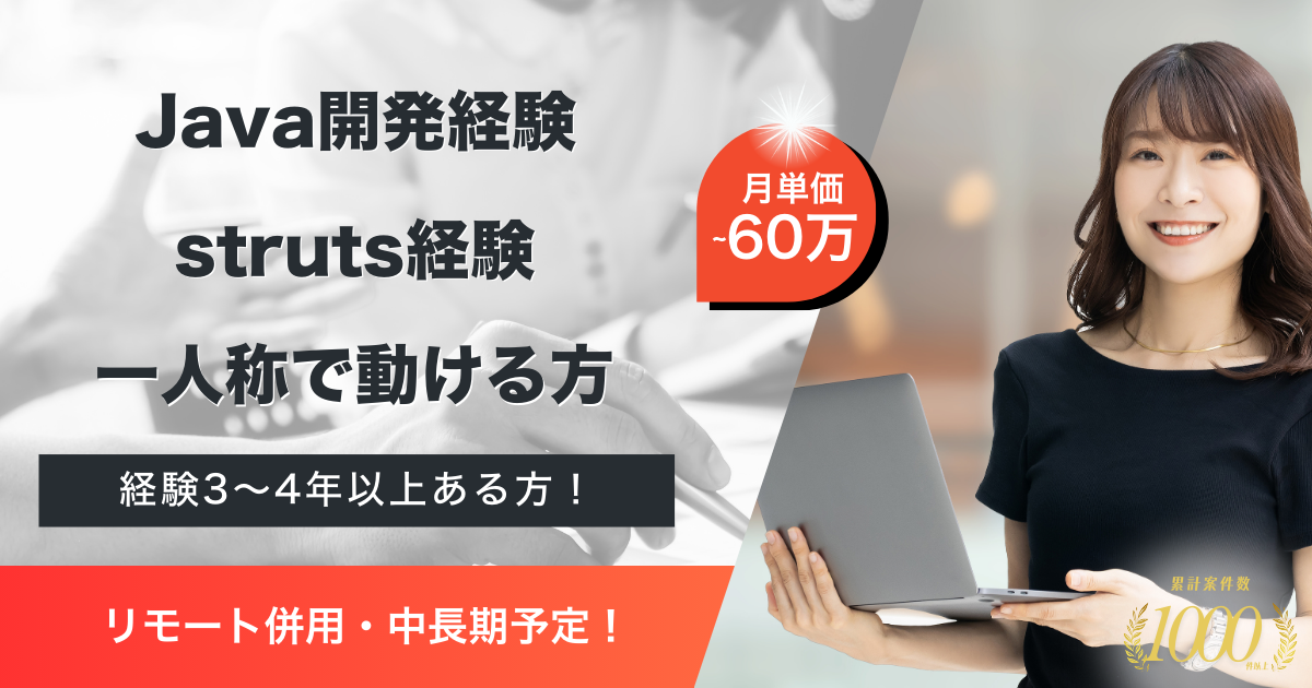 【リモート併用／中長期予定】保険会社向け開発案件