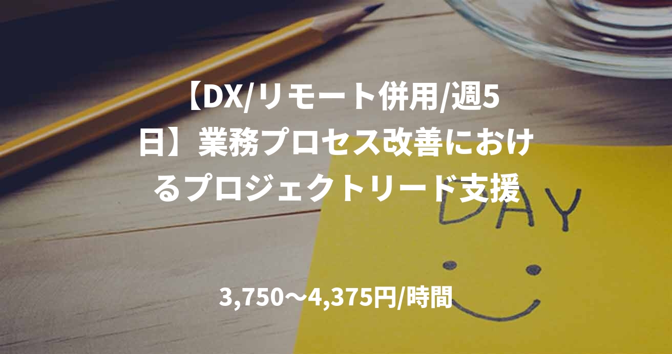 【DX/リモート併用/週5日】業務プロセス改善におけるプロジェクトリード支援