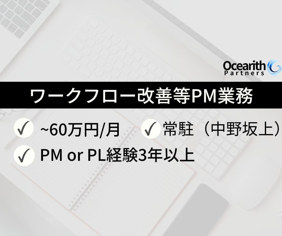 大手企業のワークフロー改善および業務最適化に関するPM業務