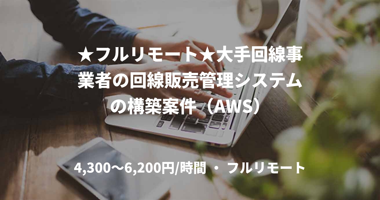 ★フルリモート★大手回線事業者の回線販売管理システムの構築案件（AWS）