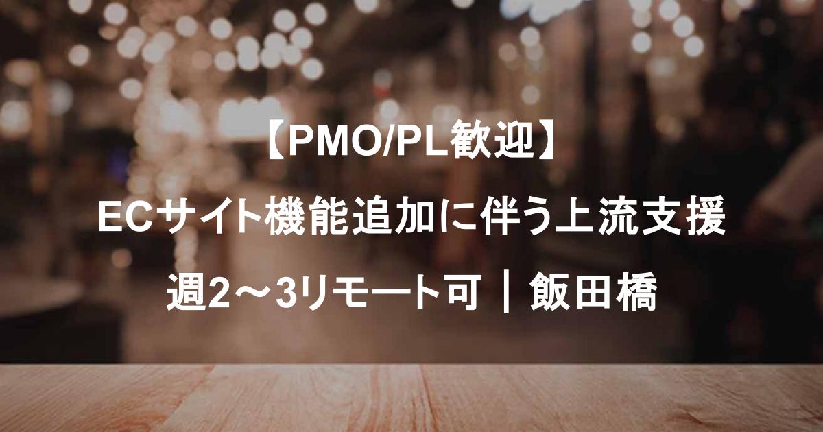 【PMO/PL歓迎】ECサイト機能追加に伴う上流支援｜顧客折衝・週2～3リモート可｜飯田橋