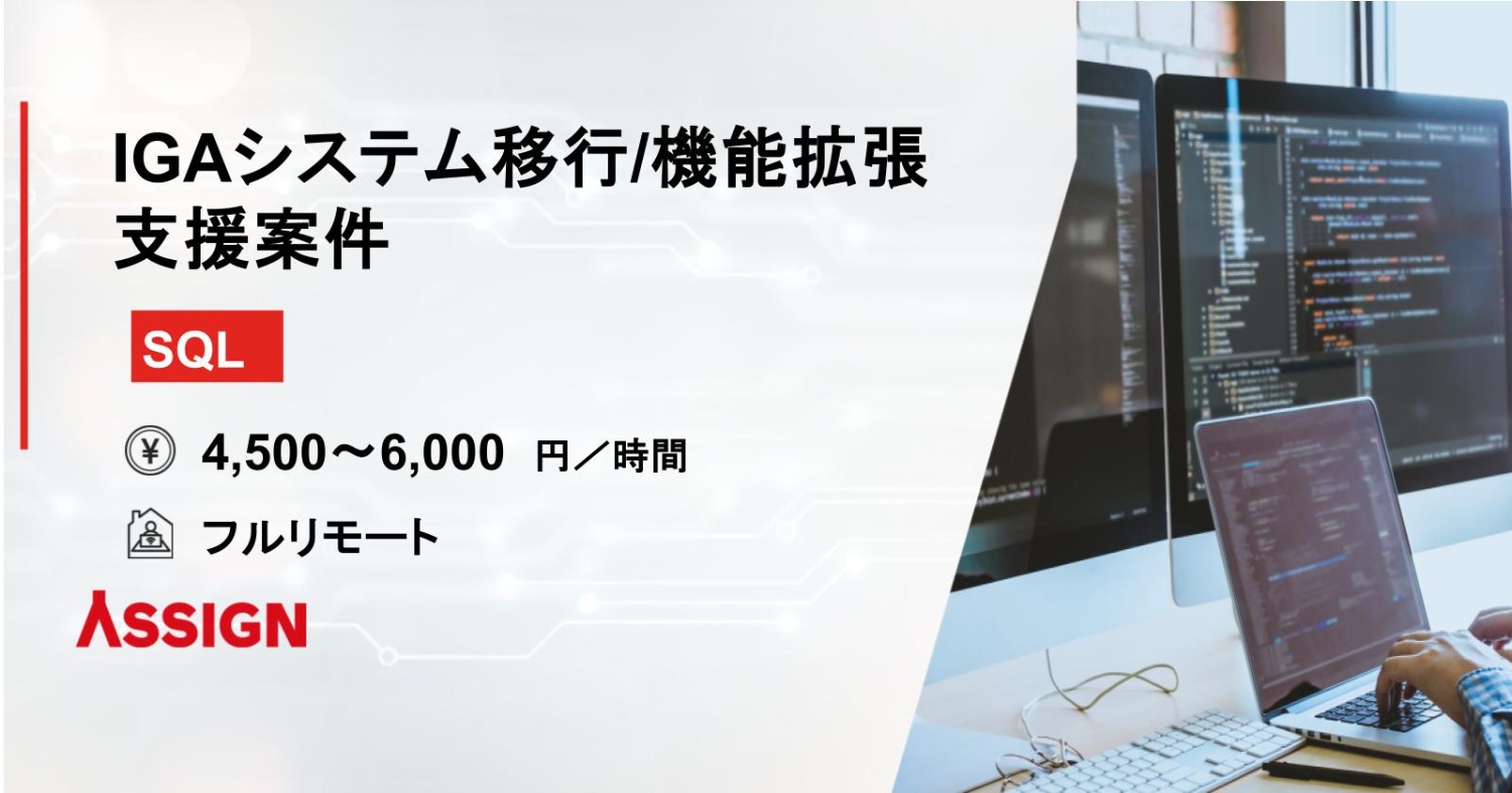 【SQL】IGAシステム移行/機能拡張支援案件　フルリモート
