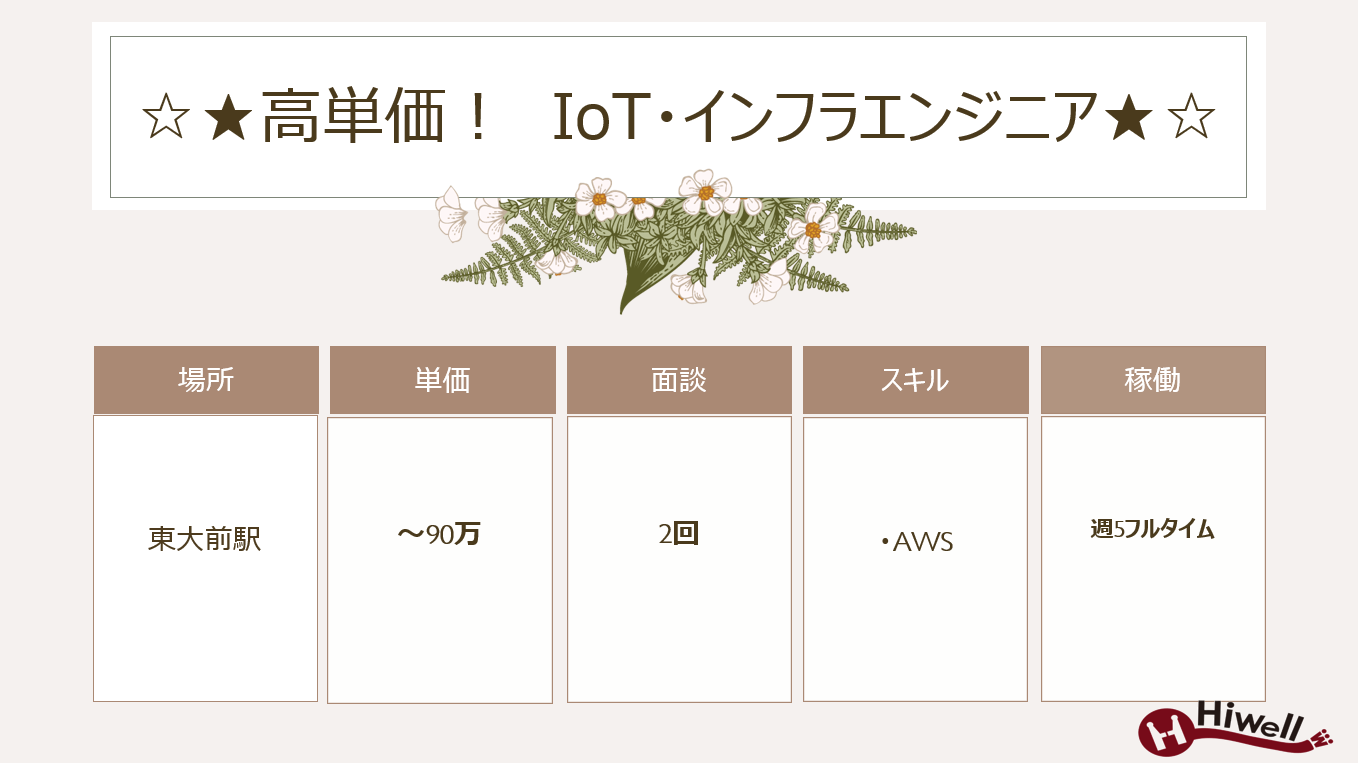 【高単価！ / 東大前駅常駐 / 社会課題×ハードウェア】★☆IoT・インフラエンジニア★☆